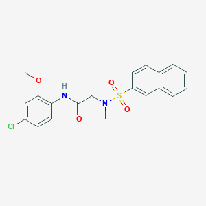 molecular formula C21H21ClN2O4S B3629129 N-(4-chloro-2-methoxy-5-methylphenyl)-2-[methyl(naphthalen-2-ylsulfonyl)amino]acetamide 