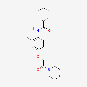 molecular formula C20H28N2O4 B3629141 N-{2-methyl-4-[2-(4-morpholinyl)-2-oxoethoxy]phenyl}cyclohexanecarboxamide 