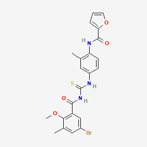 molecular formula C22H20BrN3O4S B3629242 N-[4-({[(5-bromo-2-methoxy-3-methylbenzoyl)amino]carbonothioyl}amino)-2-methylphenyl]-2-furamide 