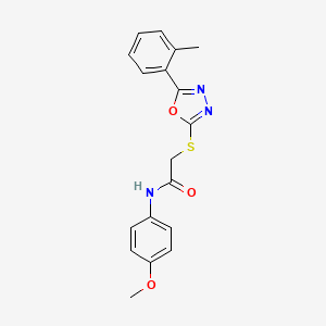molecular formula C18H17N3O3S B3629279 N-(4-methoxyphenyl)-2-[[5-(2-methylphenyl)-1,3,4-oxadiazol-2-yl]sulfanyl]acetamide 