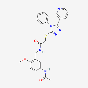 molecular formula C25H24N6O3S B3629318 N-[5-(acetylamino)-2-methoxybenzyl]-2-{[4-phenyl-5-(3-pyridinyl)-4H-1,2,4-triazol-3-yl]thio}acetamide 