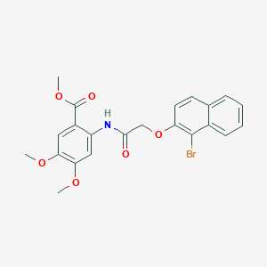 molecular formula C22H20BrNO6 B3629352 methyl 2-({[(1-bromo-2-naphthyl)oxy]acetyl}amino)-4,5-dimethoxybenzoate 