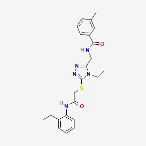 molecular formula C23H27N5O2S B3629452 N-{[4-ethyl-5-({2-[(2-ethylphenyl)amino]-2-oxoethyl}sulfanyl)-4H-1,2,4-triazol-3-yl]methyl}-3-methylbenzamide 