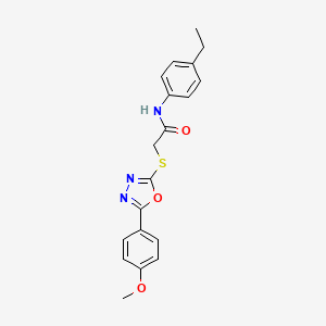 molecular formula C19H19N3O3S B3629573 N-(4-ethylphenyl)-2-{[5-(4-methoxyphenyl)-1,3,4-oxadiazol-2-yl]sulfanyl}acetamide 