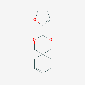 molecular formula C13H16O3 B036296 2,4-二氧杂螺[5.5]十一-8-烯，3-(2-呋喃基)- CAS No. 80449-31-6