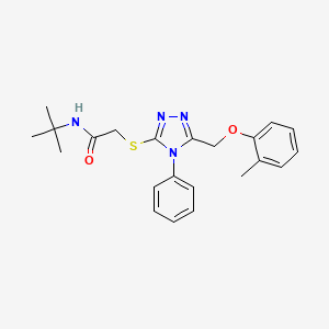 molecular formula C22H26N4O2S B3629600 N-(tert-butyl)-2-({5-[(2-methylphenoxy)methyl]-4-phenyl-4H-1,2,4-triazol-3-yl}thio)acetamide 