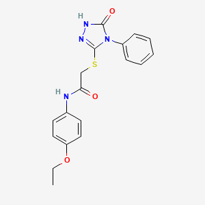 molecular formula C18H18N4O3S B3629677 N-(4-ethoxyphenyl)-2-[(5-oxo-4-phenyl-4,5-dihydro-1H-1,2,4-triazol-3-yl)thio]acetamide 