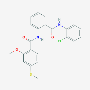 molecular formula C22H19ClN2O3S B3629697 N-(2-{[(2-chlorophenyl)amino]carbonyl}phenyl)-2-methoxy-4-(methylthio)benzamide 