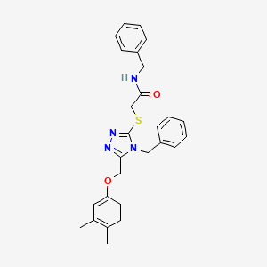 molecular formula C27H28N4O2S B3629870 N-benzyl-2-({4-benzyl-5-[(3,4-dimethylphenoxy)methyl]-4H-1,2,4-triazol-3-yl}thio)acetamide 