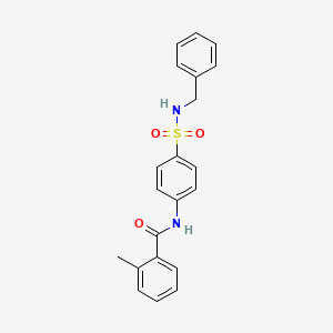 molecular formula C21H20N2O3S B3629934 N-[4-(benzylsulfamoyl)phenyl]-2-methylbenzamide 