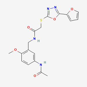 molecular formula C18H18N4O5S B3630511 N-[5-(acetylamino)-2-methoxybenzyl]-2-{[5-(2-furyl)-1,3,4-oxadiazol-2-yl]thio}acetamide 