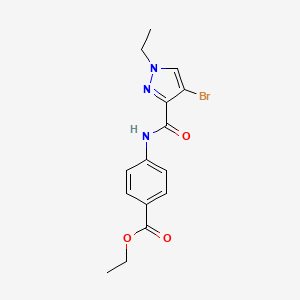 molecular formula C15H16BrN3O3 B3630565 ethyl 4-{[(4-bromo-1-ethyl-1H-pyrazol-3-yl)carbonyl]amino}benzoate 