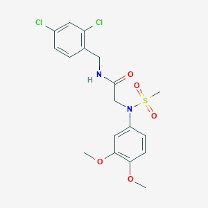 molecular formula C18H20Cl2N2O5S B3630757 N-[(2,4-dichlorophenyl)methyl]-2-(3,4-dimethoxy-N-methylsulfonylanilino)acetamide 