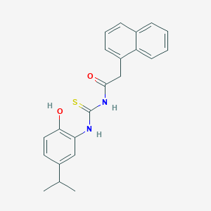 molecular formula C22H22N2O2S B3630824 N-[(2-hydroxy-5-propan-2-ylphenyl)carbamothioyl]-2-naphthalen-1-ylacetamide 