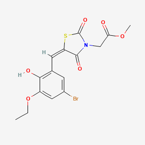 molecular formula C15H14BrNO6S B3630906 methyl 2-[(5E)-5-[(5-bromo-3-ethoxy-2-hydroxyphenyl)methylidene]-2,4-dioxo-1,3-thiazolidin-3-yl]acetate 
