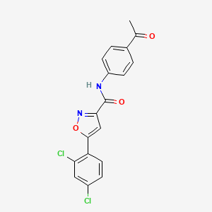 molecular formula C18H12Cl2N2O3 B3630974 N-(4-acetylphenyl)-5-(2,4-dichlorophenyl)-1,2-oxazole-3-carboxamide 