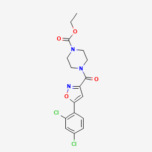 molecular formula C17H17Cl2N3O4 B3630991 ethyl 4-{[5-(2,4-dichlorophenyl)-3-isoxazolyl]carbonyl}-1-piperazinecarboxylate 