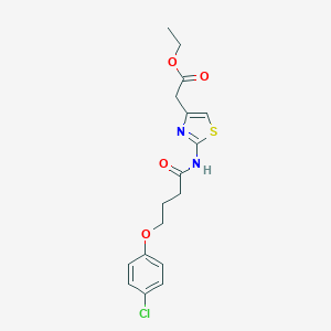 molecular formula C17H19ClN2O4S B363116 Ethyl (2-{[4-(4-chlorophenoxy)butanoyl]amino}-1,3-thiazol-4-yl)acetate CAS No. 384349-62-6