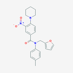 molecular formula C24H25N3O4 B363154 N-(furan-2-ylmethyl)-N-(4-methylphenyl)-3-nitro-4-piperidin-1-ylbenzamide CAS No. 540507-20-8