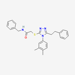 molecular formula C27H28N4OS B3631640 N-benzyl-2-{[4-(3,4-dimethylphenyl)-5-(2-phenylethyl)-4H-1,2,4-triazol-3-yl]thio}acetamide 