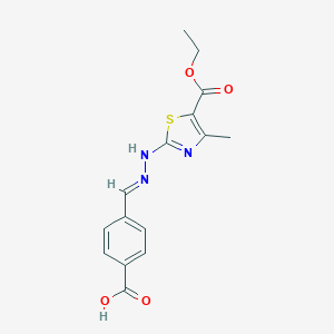 molecular formula C15H15N3O4S B363170 4-[(E)-{2-[5-(ethoxycarbonyl)-4-methyl-1,3-thiazol-2-yl]hydrazinylidene}methyl]benzoic acid CAS No. 469877-18-7