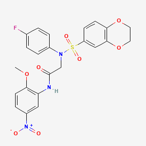 molecular formula C23H20FN3O8S B3631822 N~2~-(2,3-dihydro-1,4-benzodioxin-6-ylsulfonyl)-N~2~-(4-fluorophenyl)-N~1~-(2-methoxy-5-nitrophenyl)glycinamide 