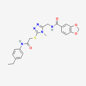 molecular formula C22H23N5O4S B3631897 N-{[5-({2-[(4-ethylphenyl)amino]-2-oxoethyl}thio)-4-methyl-4H-1,2,4-triazol-3-yl]methyl}-1,3-benzodioxole-5-carboxamide 