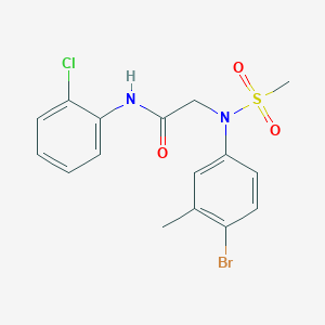 molecular formula C16H16BrClN2O3S B3632049 N~2~-(4-bromo-3-methylphenyl)-N~1~-(2-chlorophenyl)-N~2~-(methylsulfonyl)glycinamide 
