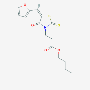 molecular formula C16H19NO4S2 B363256 (E)-pentyl 3-(5-(furan-2-ylmethylene)-4-oxo-2-thioxothiazolidin-3-yl)propanoate CAS No. 612803-69-7
