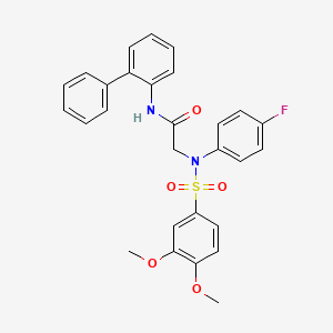 molecular formula C28H25FN2O5S B3632628 N~1~-2-biphenylyl-N~2~-[(3,4-dimethoxyphenyl)sulfonyl]-N~2~-(4-fluorophenyl)glycinamide 
