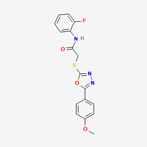 molecular formula C17H14FN3O3S B3632635 N-(2-fluorophenyl)-2-{[5-(4-methoxyphenyl)-1,3,4-oxadiazol-2-yl]sulfanyl}acetamide 