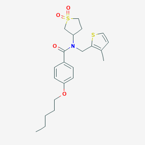 molecular formula C22H29NO4S2 B363443 N-(1,1-dioxidotetrahydrothiophen-3-yl)-N-[(3-methylthiophen-2-yl)methyl]-4-(pentyloxy)benzamide CAS No. 879939-92-1