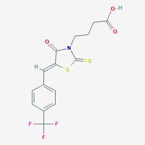 molecular formula C15H12F3NO3S2 B363445 4-{(5Z)-4-oxo-2-thioxo-5-[4-(trifluoromethyl)benzylidene]-1,3-thiazolidin-3-yl}butanoic acid CAS No. 380866-75-1