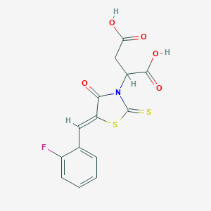2-[(5Z)-5-[(2-fluorophenyl)methylidene]-4-oxo-2-sulfanylidene-1,3-thiazolidin-3-yl]butanedioic acid