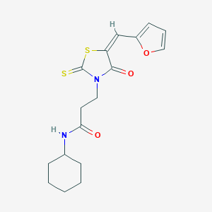 (E)-N-cyclohexyl-3-(5-(furan-2-ylmethylene)-4-oxo-2-thioxothiazolidin-3-yl)propanamide