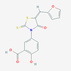 molecular formula C15H9NO5S2 B363462 (E)-5-(5-(furan-2-ylmethylene)-4-oxo-2-thioxothiazolidin-3-yl)-2-hydroxybenzoic acid CAS No. 853904-03-7
