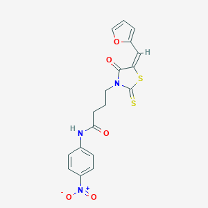 (E)-4-(5-(furan-2-ylmethylene)-4-oxo-2-thioxothiazolidin-3-yl)-N-(4-nitrophenyl)butanamide