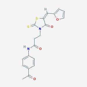(E)-N-(4-acetylphenyl)-3-(5-(furan-2-ylmethylene)-4-oxo-2-thioxothiazolidin-3-yl)propanamide