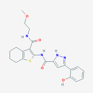 molecular formula C22H24N4O4S B363471 3-(2-hydroxyphenyl)-N-(3-{[(2-methoxyethyl)amino]carbonyl}-4,5,6,7-tetrahydro-1-benzothien-2-yl)-1H-pyrazole-5-carboxamide CAS No. 879430-48-5