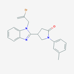 molecular formula C21H20BrN3O B363477 4-[1-(2-bromo-2-propenyl)-1H-benzimidazol-2-yl]-1-(3-methylphenyl)-2-pyrrolidinone CAS No. 874615-40-4