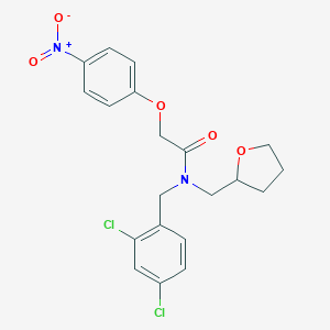 molecular formula C20H20Cl2N2O5 B363480 N-(2,4-dichlorobenzyl)-2-(4-nitrophenoxy)-N-(tetrahydrofuran-2-ylmethyl)acetamide CAS No. 873081-77-7