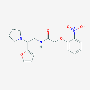 molecular formula C18H21N3O5 B363487 N-[2-(furan-2-yl)-2-(pyrrolidin-1-yl)ethyl]-2-(2-nitrophenoxy)acetamide CAS No. 874399-36-7