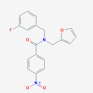 molecular formula C19H15FN2O4 B363492 N-[(3-fluorophenyl)methyl]-N-[(furan-2-yl)methyl]-4-nitrobenzamide CAS No. 874137-95-8