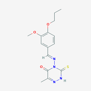 4-[(3-methoxy-4-propoxybenzylidene)amino]-6-methyl-3-thioxo-3,4-dihydro-1,2,4-triazin-5(2H)-one