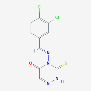 molecular formula C10H6Cl2N4OS B363510 4-[(3,4-dichlorobenzylidene)amino]-3-thioxo-3,4-dihydro-1,2,4-triazin-5(2H)-one CAS No. 691393-18-7