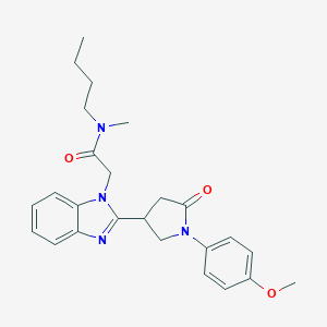 molecular formula C25H30N4O3 B363523 N-butyl-2-{2-[1-(4-methoxyphenyl)-5-oxopyrrolidin-3-yl]benzimidazolyl}-N-methy lacetamide CAS No. 942884-65-3