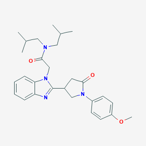 molecular formula C28H36N4O3 B363525 2-{2-[1-(4-methoxyphenyl)-5-oxopyrrolidin-3-yl]benzimidazolyl}-N,N-bis(2-methy lpropyl)acetamide CAS No. 942884-68-6