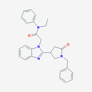 molecular formula C28H28N4O2 B363526 N-ethyl-2-{2-[5-oxo-1-benzylpyrrolidin-3-yl]benzimidazolyl}-N-phenylacetamide CAS No. 942863-60-7