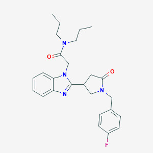molecular formula C26H31FN4O2 B363530 2-{2-[1-(4-fluorobenzyl)-5-oxopyrrolidin-3-yl]-1H-benzimidazol-1-yl}-N,N-dipropylacetamide CAS No. 942863-80-1