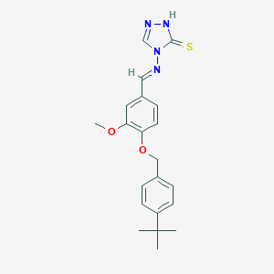 molecular formula C21H24N4O2S B363554 4-({4-[(4-tert-butylbenzyl)oxy]-3-methoxybenzylidene}amino)-4H-1,2,4-triazol-3-yl hydrosulfide CAS No. 691370-75-9